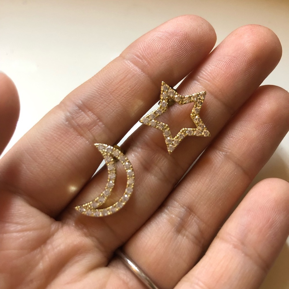 14K Gold Plated Asymmetrical Stud Earrings